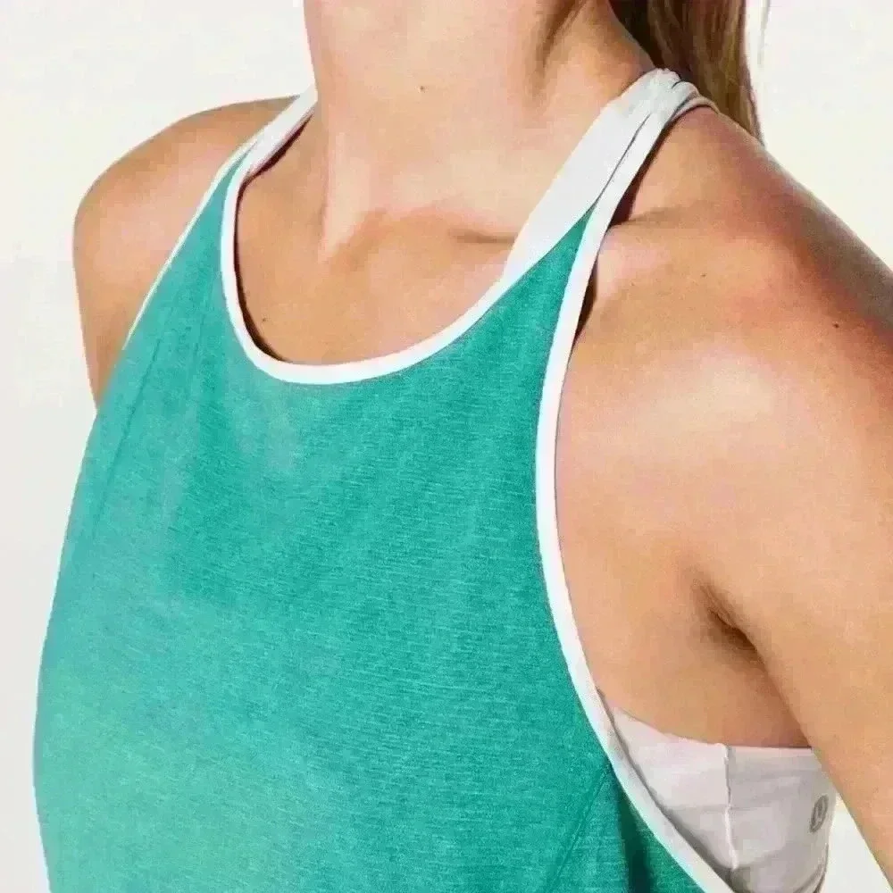 Lululemon Time To Sweat Tank Heathered Spirit Green / White